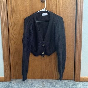 Grey cropped button down sweater